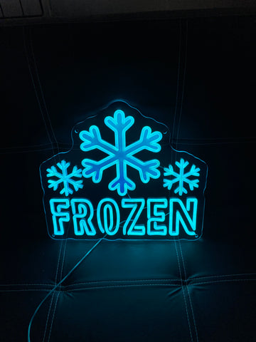 Frozen LED Neon Sign Snowflake Wall Light for Kids Room Decor | Frozen Theme Party Backdrop Light | Christmas Winter Decoration