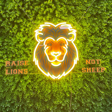 Lion Head Neon Sign with Quote - Stylish for Home Offices or Gyms, Appeals to Ambitious & Motivational - minded People, Inspiring Birthday Present
