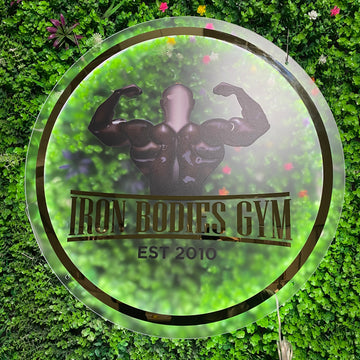 Custom back lit acrylic signs Business Wall Sign with Logo for Gym, Bar, Salon, Ideal as an Illuminated Display Signage