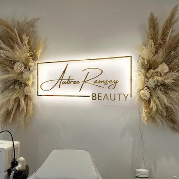 Custom LED Acrylic Metal Sign Business Logo Salon Sign Backlit Company Signage Hair Studio Beauty Nails Acrylic Signs Neon Light