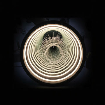 Futuristic Infinity Mirror Neon Light Circular Layered LED Design Warm White Glow Sci-Fi Decor