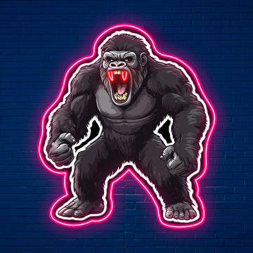 Custom Gorilla Neon Sign for Birthday Party, LED Light for Celebration, Wall Decor, Home Decoration, Gift Idea for Special Events and Parties
