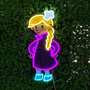 Cartoon Girl Neon Sign - Perfect for Bedroom Decor of Kids & Teen Girls, Great for Party Backdrops, Sweet Birthday Present