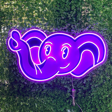 Cute UV - printed Purple Elephant - shaped Custom LED Neon Sign, Ideal for Bedroom & Party Decor, Perfect Gift for Kids and Animal Lovers
