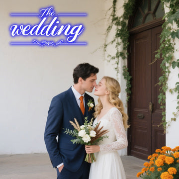 Blue “The Wedding” Neon Sign – LED Neon Light for Wedding Wall Decor, Venue Backdrop or Bridal Business Display
