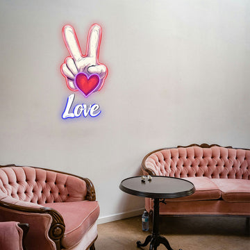 Custom Love Hand Neon Sign, Romantic Peace Light for Bedroom or Wedding, Sweet Gift for Couples, Adds a Warm Touch to Any Space