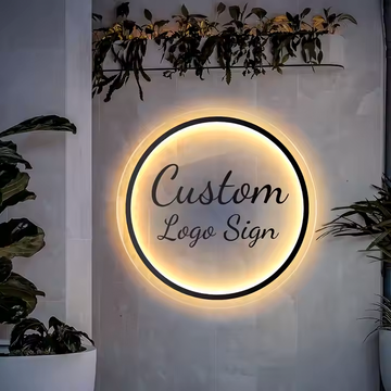 Custom Circle Acrylic Letters Custom 3d Backlit Round Sign Round Shop Signage Logo Sign for Salon