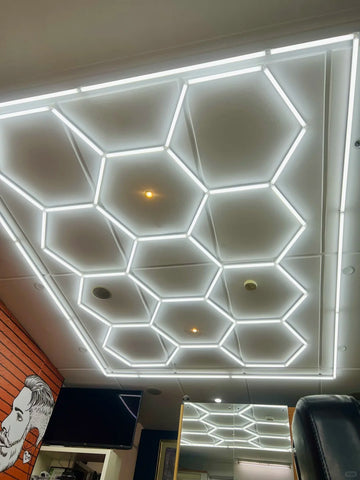 Professional 11-Hole Hexagon LED Honeycomb Light – Ultra-Bright Garage, Car Wash & Office Lighting Solution