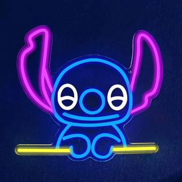 Cute Blue Alien Neon Sign LED Light for Kids Room | Custom Cartoon Wall Decor Night Light | Personalized Bedroom Gift Lamp