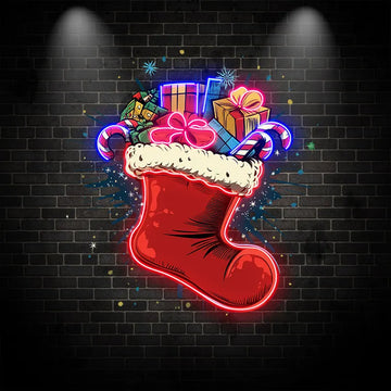 Christmas Gifts Sock Custom LED Neon Sign, Christmas Stocking Led Lights, LED Neon Acrylic Signs for Christmas Decor, Xmas Gifts