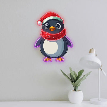Christmas Penguin Neon Light - Adorable LED Light Decor for Holiday Parties, Kids' Rooms or Xmas Gifts | Festive Home Decoration