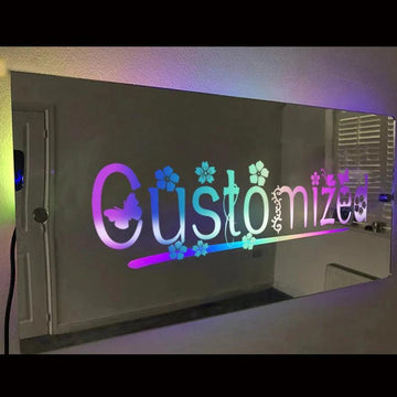 Mirror Light Personalised Words Acrylic Mirror Wall Decor LED Light Wall Custom Name Neon Sign Anniversary Gift Room Decorations