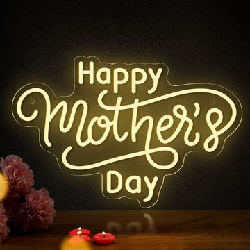 Happy Mother's Day Neon Sign – Custom LED Light for Mom – Personalized Wall Decor – Perfect Gift for Mother's Day, Birthday, or Home Decoration