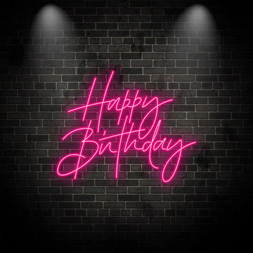 Toysign Custom Neon Light, Elegant Happy Birthday Neon Sign – LED Wall Art for Birthday Party Decor, Celebration, and Home Decor