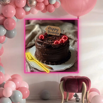 Chocolate Birthday Cake Neon Light, Perfect Decoration for Birthday, Bakery & Kitchen, Unique Gift for Chocolate Cake Lovers