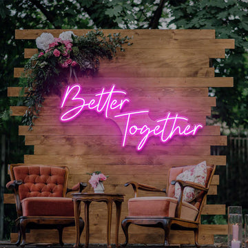 Better Together Neon Sign LED Light – Romantic Wedding Wall Decor, Custom Couple Name Neon Sign for Engagement Party, Anniversary, Bedroom Backdrop
