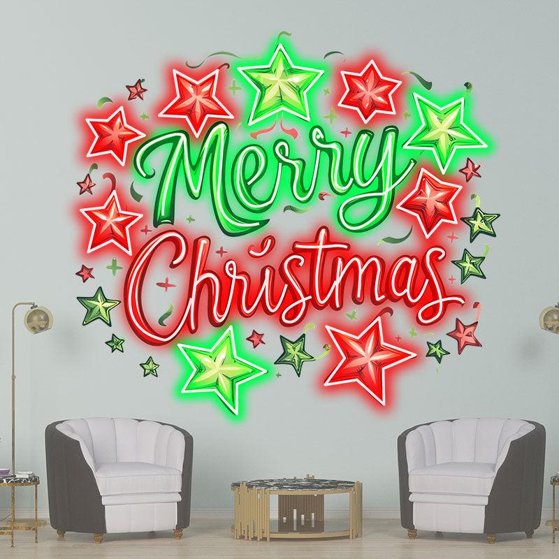 Alphabet & Pentagram Colorful Christmas Decorations  neon signs- Happy Holiday Spirit, Light Up Your Home!