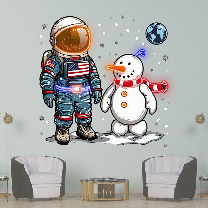 Christmas astronauts and snowmen: a marvelous encounter between the stars and the snow and ice neon signs