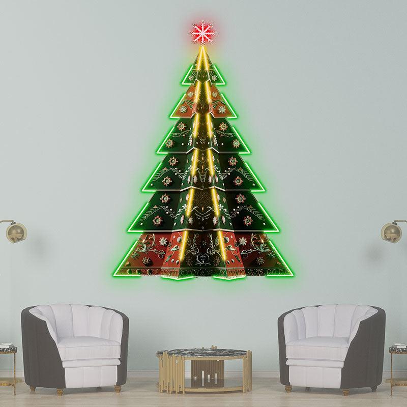 Luxurious Embroidered Colorful neon signs Floral Christmas Tree: Artistic Decoration for Blooming Holiday Spirit