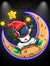 Christmas miracle on the moon: astronauts in Santa hats, holding Christmas trees neon signs