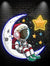 Christmas Eve on the Moon: Astronauts in festive space suits take a moment to watch the stars neon signs