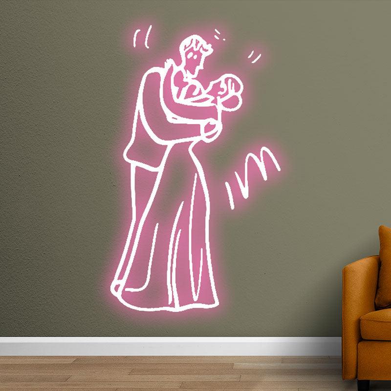 Romantic Pink Wedding Neon signs | Bride and Groom Sweet Embrace Light Theme | Love Eternal Moment