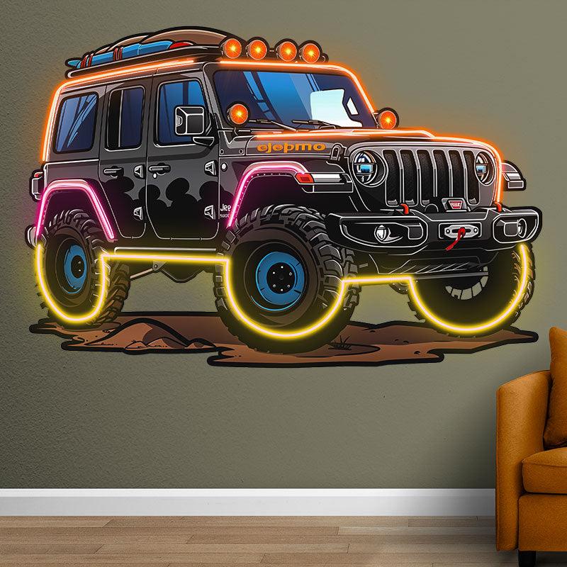 Black Jeep Neon signs Lights | Creative LED Decorative Lights | Unique Car Ambient Lights | For Home, Party and Car Decoration