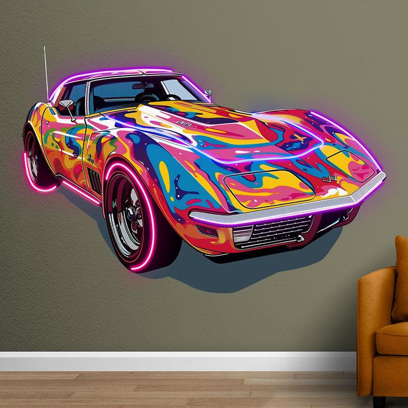 Cool Colorful Airbrush Coupe Supercar | Modern Art Style | Trend Setting Car Decoration | Perfect for Home, Office and Garage neon signs