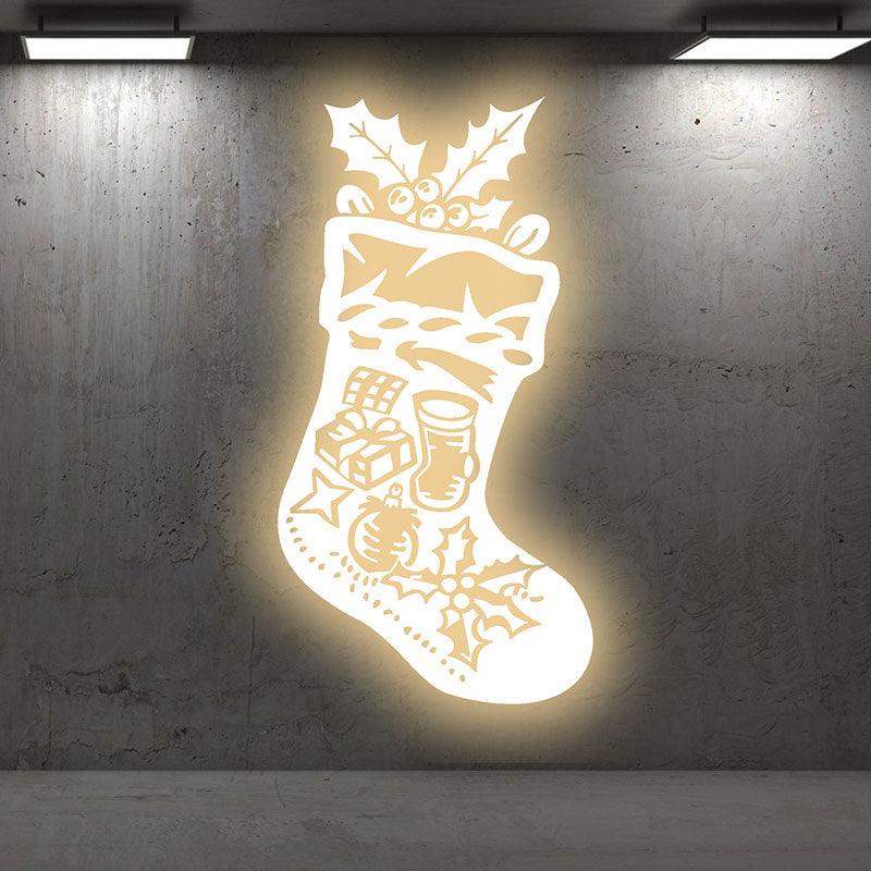 Golden LED Christmas Stockings | Creative holiday decorations, perfect for decorating your home  neon signs