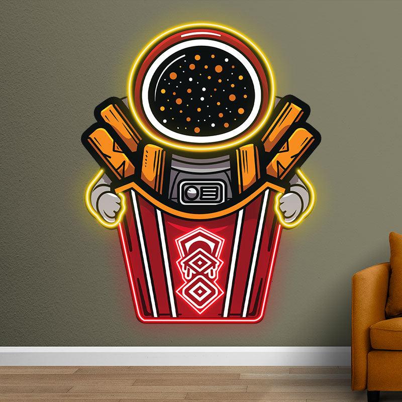 Astronaut Holding Up Giant French Fries LED Neon signs | Creative Fun Decorative Lights | Ideal for Home & Party Lighting