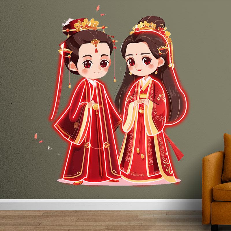 Antique Bride & Groom LED Neon signs| Red Dress Warm Picture Decoration Light | Suitable for Wedding & Home Decoration