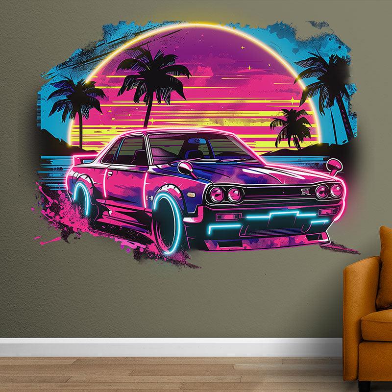 LED Neon signs Sunset | Coconut Tree Seaside Supercar Mercedes Benz Decorative Lights | Creative Home & Shop Decoration