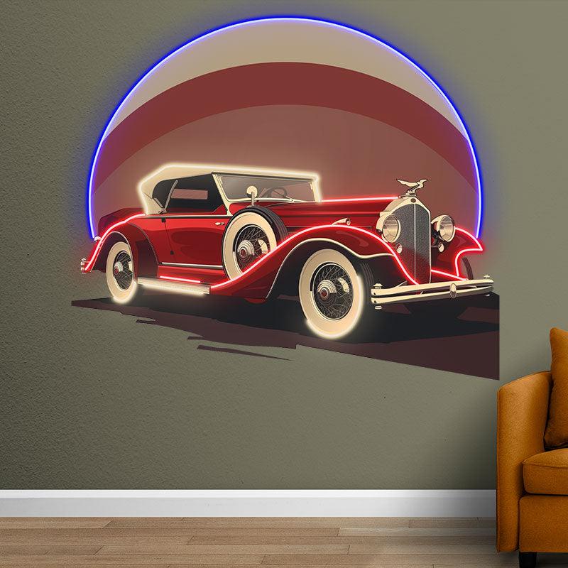 Red Classic Sports Car LED Neon signs | Round Light Background Decorative Lights | Creative Home & Shop Lighting