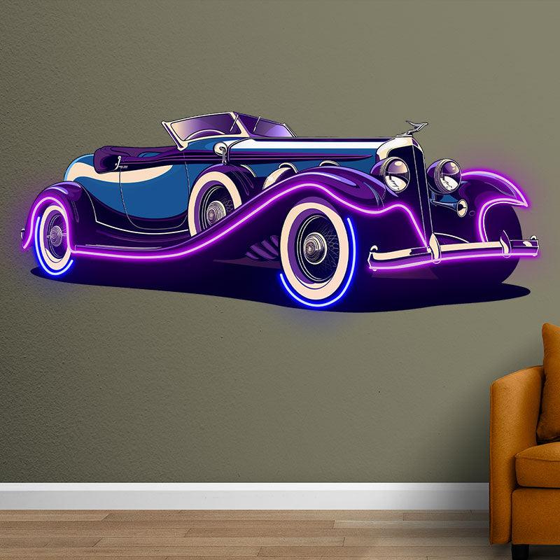 Purple Double Door Supercar LED Neon signs| Line Light Car Decoration | Creative Home & Shop Lighting