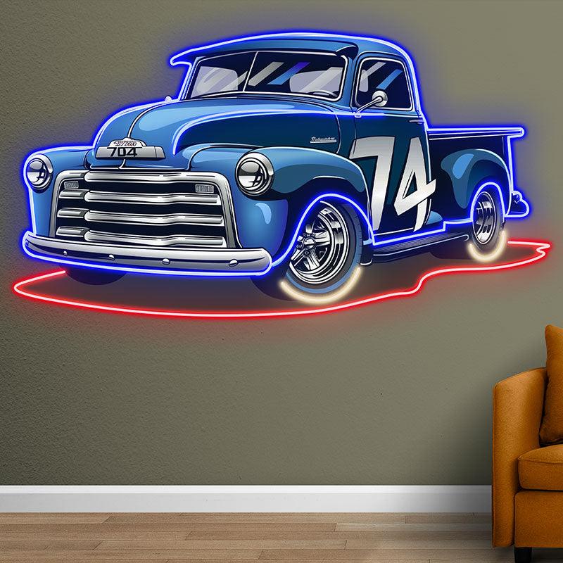 Blue 74 Pickup Truck LED Neon signs| Cool Car Decorative Lights | Creative Home & Shop Lighting