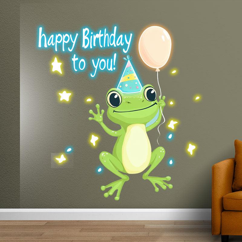 Little Frog with Balloon Birthday Blessing Neon signs | LED Decoration Lights | Cute Birthday Party Decoration | Creative Gifts