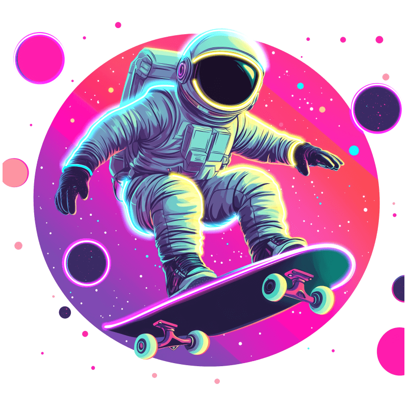 Spaceman Skateboard Jumping LED Neon signs Light - Round Space Background Decoration Light | Creative Home, Party, Gifts