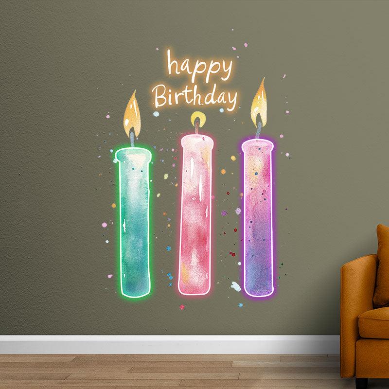 Three LED neon signs Candle Lights - Creative birthday wishes decoration, light up the party atmosphere