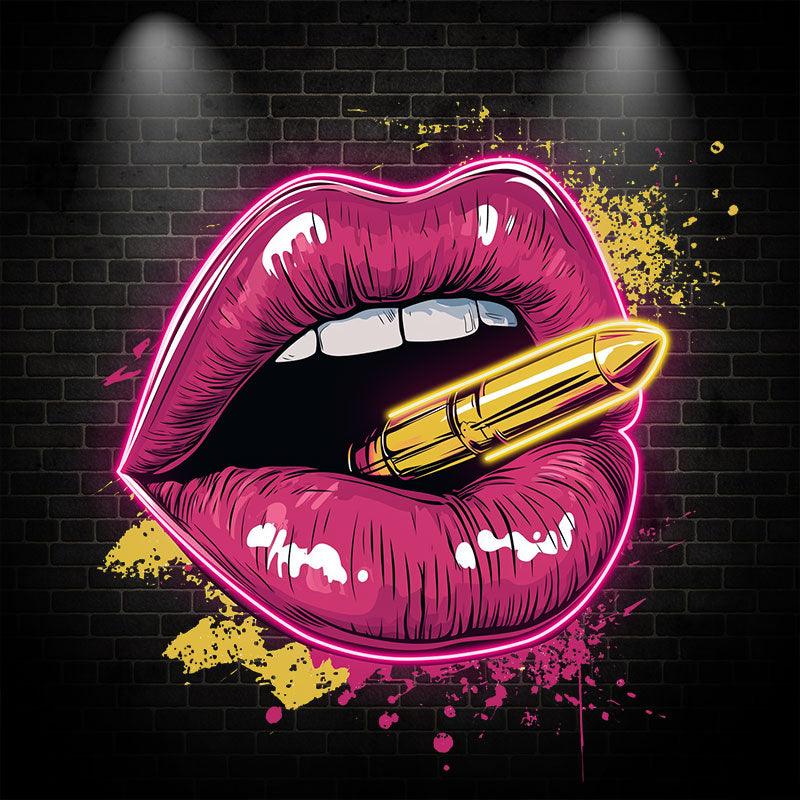 Red Lips Neon signs Lights - Contains Bullet Design LED Decorative Lights for Bars, Parties, Home and Creative Spaces