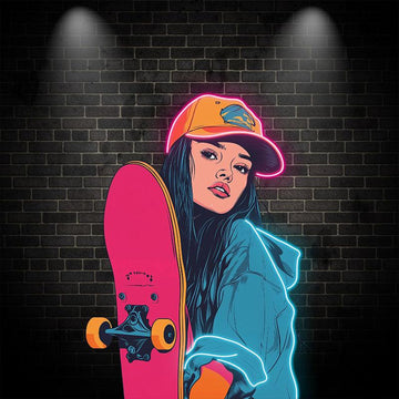 Skateboard Girl Neon signs Lights - Cute LED Decorative Lights for Bedrooms, Playrooms and Creative Spaces