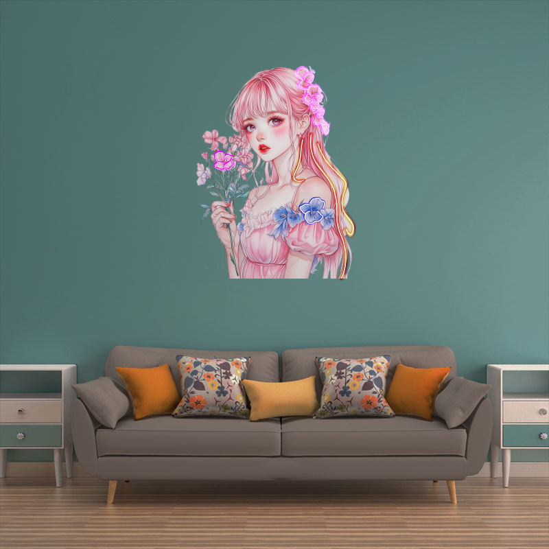 Cute Girl Neon Sign, Anime Style Neon Lights, UV Print Lights, Gifts For Anime Lover, Custom Gifts, House Decor, Bedroom Decor