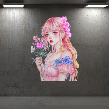 Cute Girl Neon Sign, Anime Style Neon Lights, UV Print Lights, Gifts For Anime Lover, Custom Gifts, House Decor, Bedroom Decor