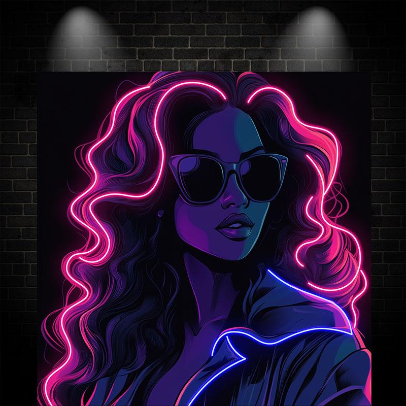 Diablo Style Fashion Girl Neon signs Light - Sunglasses shaped LED decorative light, cool light suitable for bedrooms, bars and creative spaces