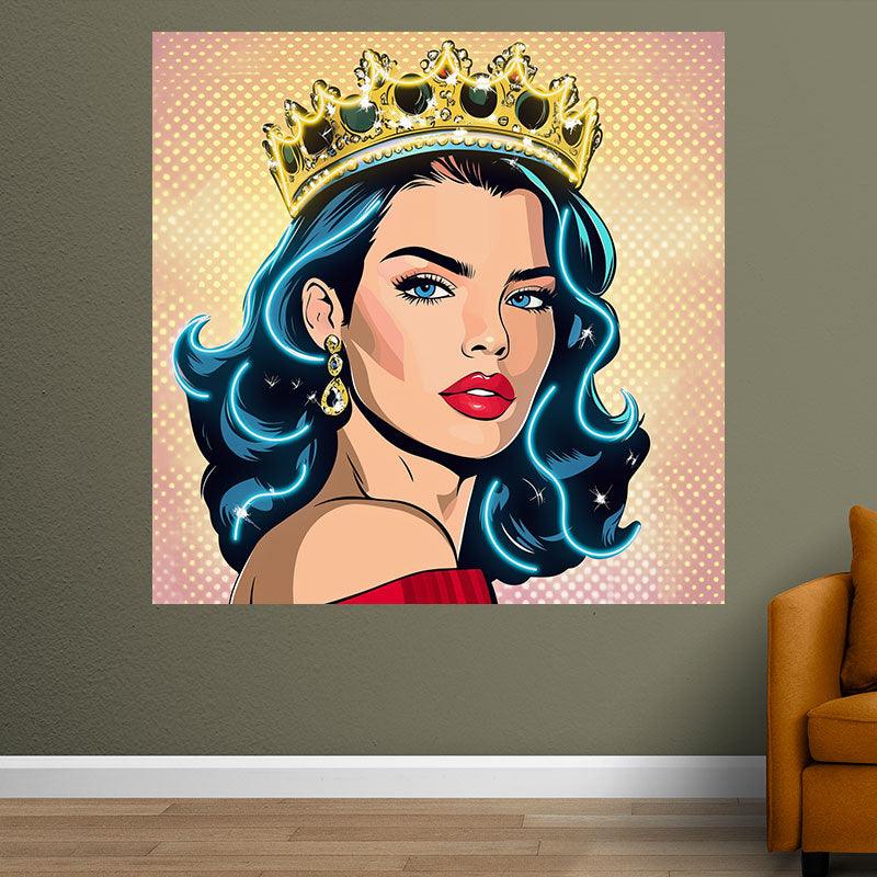 European and American Beauty Blue Hair Golden Hair Crown Neon signs - Square Photo Frame LED Decorative Light, Fashion Home and Creative Space Lighting