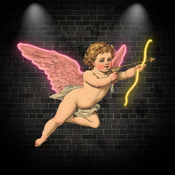 Flying Cupid Angel Neon signs | Hand Holding Bow and Arrow Drawing Pose | LED Decorative Lights