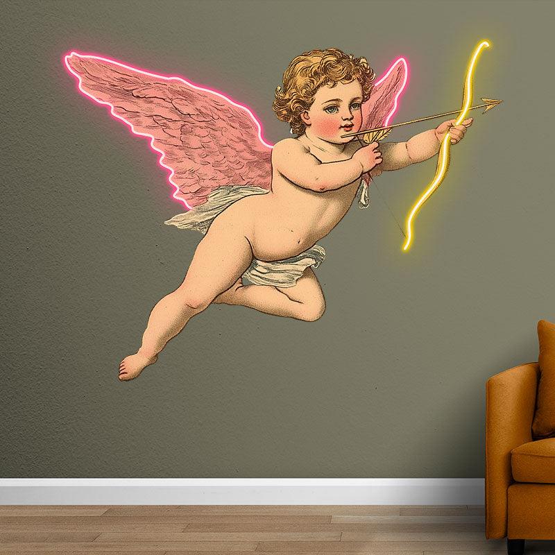 Flying Cupid Angel Neon signs | Hand Holding Bow and Arrow Drawing Pose | LED Decorative Lights