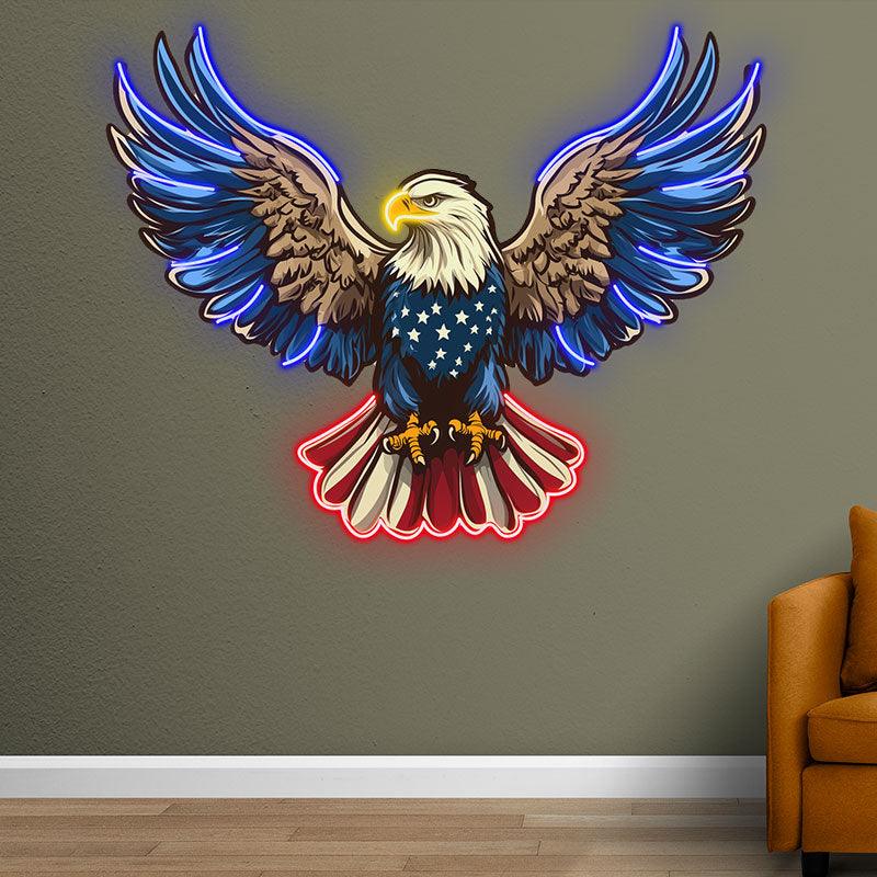 American Flag Eagle Neon signs| Spread Wings Decor | LED Patriotic Art Lights