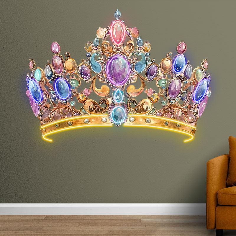 Gorgeous Gold Crown Neon signs | Colorful Gems & Diamonds Decoration | LED Luxury Lighting