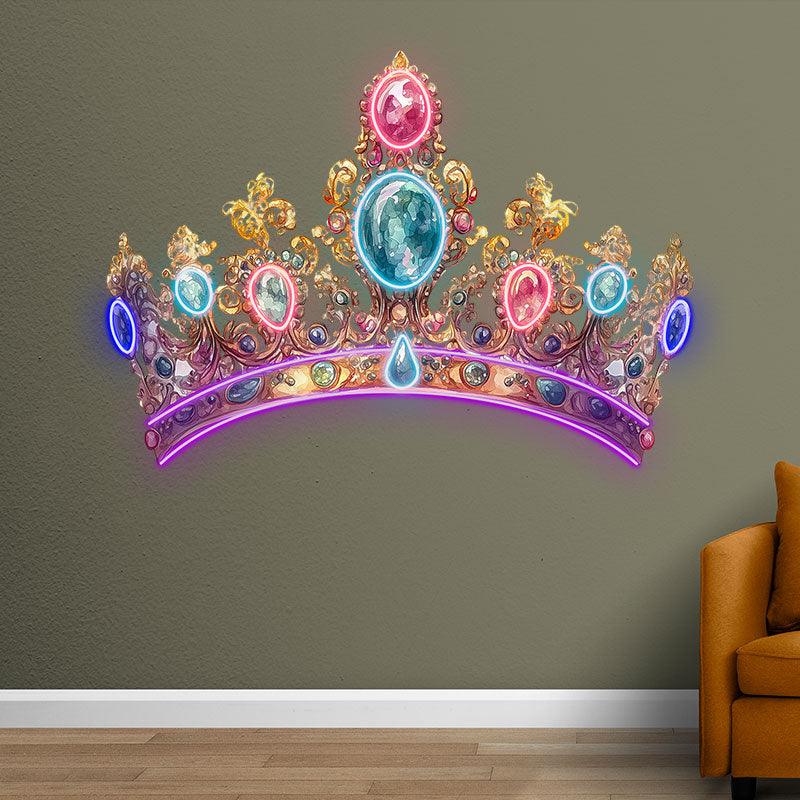 Gorgeous Gold Crown Neon signs | Colorful Gems & Diamonds Decoration | LED Luxury Lighting