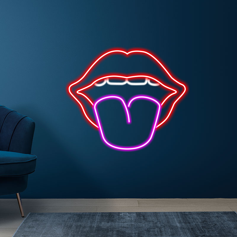 Fun - shaped Lips and Tongue Neon Sign,Red and Pink neon light,Custom LED Neon light,Perfect for Cosmetics store,Boutique and Stylish home decor